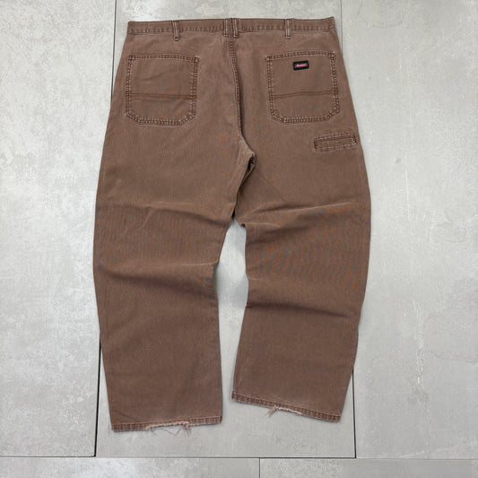 Vintage Dickies Workwear Carpenter Brown Baggy Trousers - 42