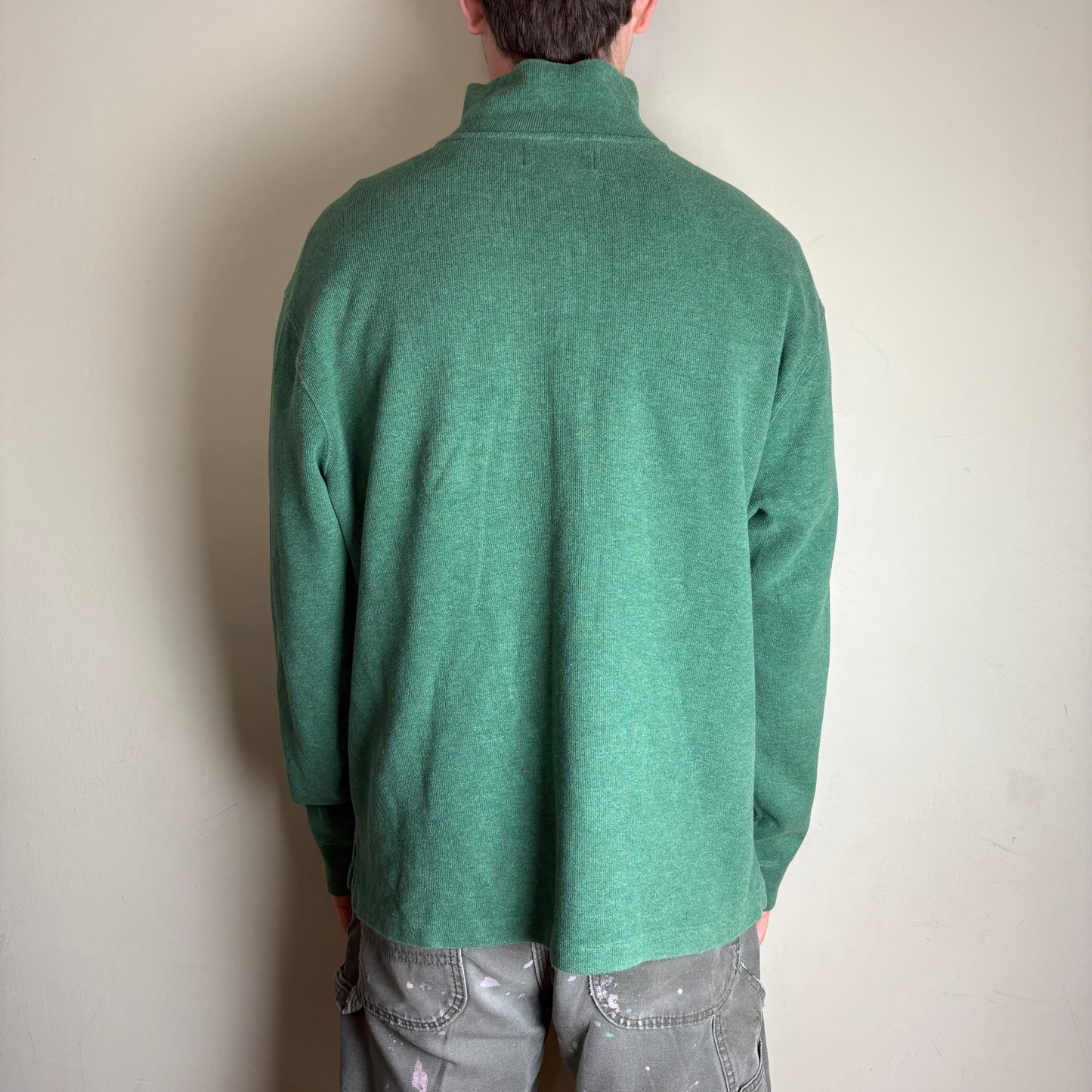 Vintage Ralph Lauren Green Quarter Zip Knit Jumper - XL