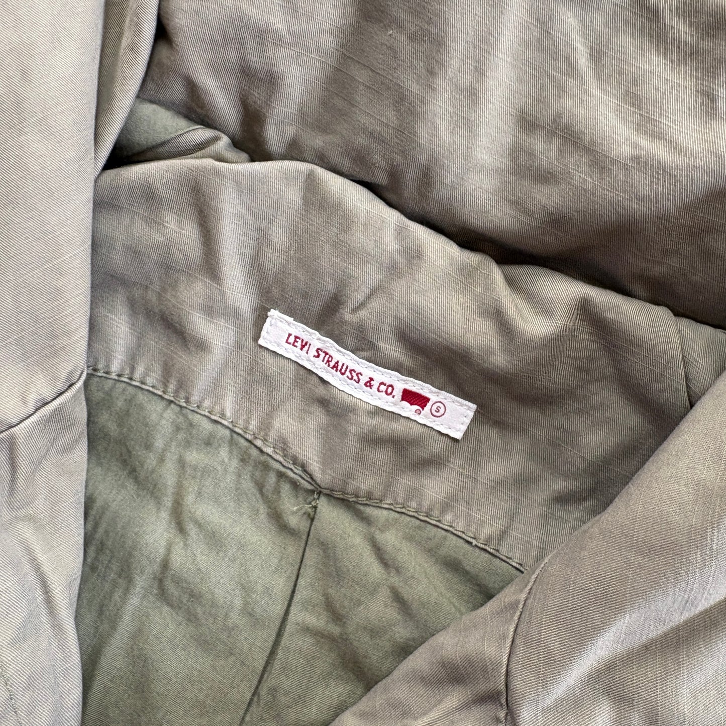Vintage Y2K Levis Womens Khaki Cropped Bomber Jacket - S
