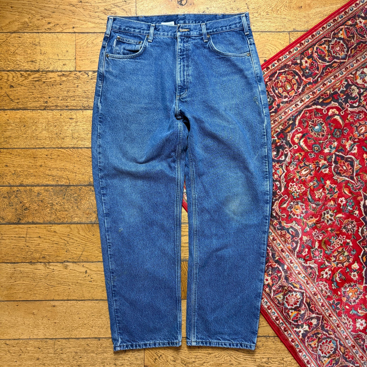 Vintage Carhartt Workwear Carpenter Baggy Blue Jeans - 36R
