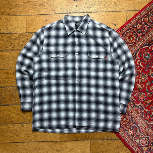 Vintage Stussy Black White Check Long Sleeve Shirt - XL