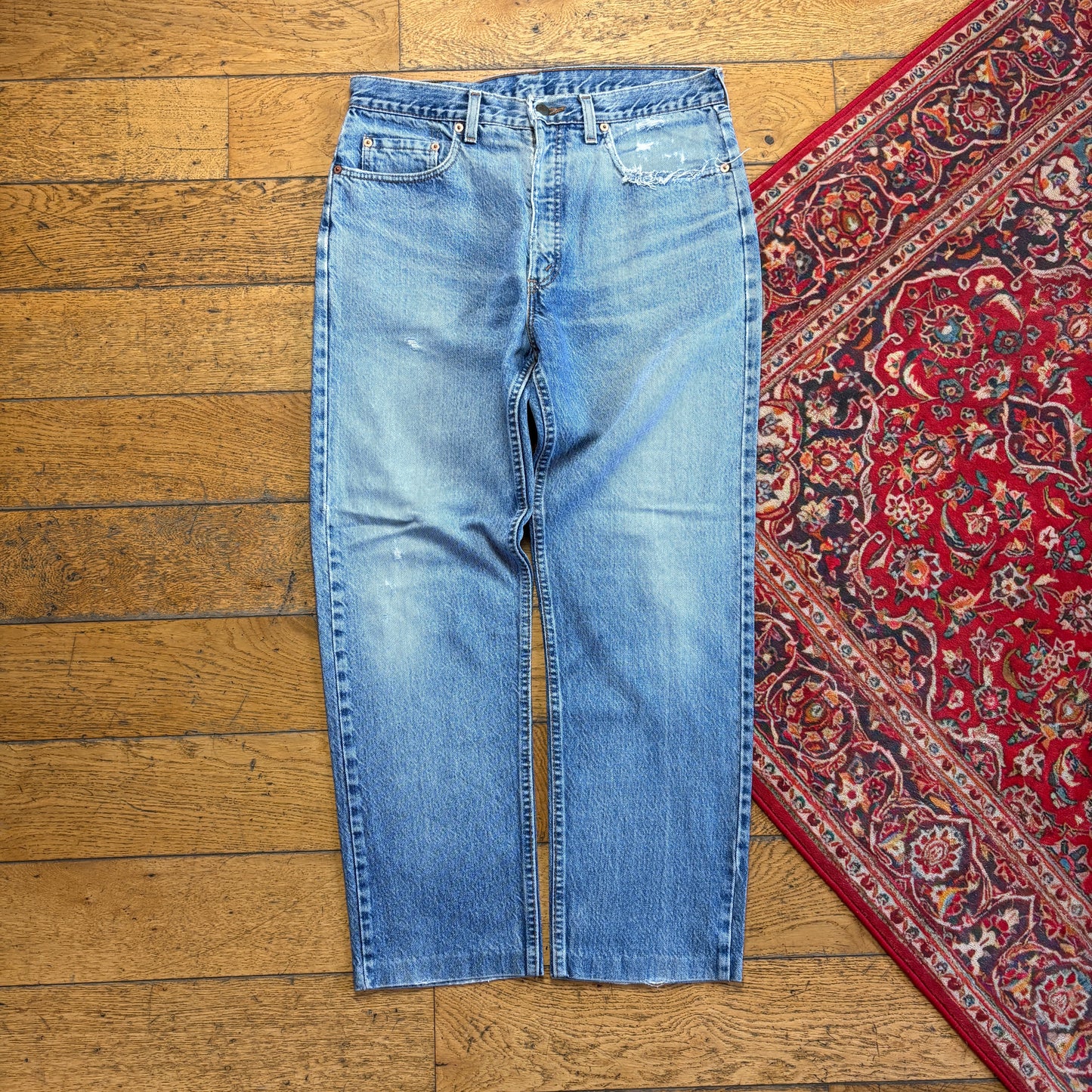 Vintage Levis 615 Orange Tab Straight Blue Denim Jeans - 34S