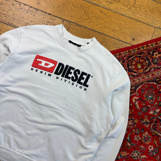 Vintage Diesel White Embroidered Sweatshirt - L