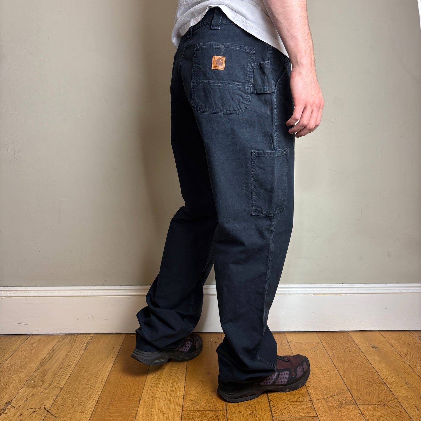 Vintage Carhartt Black Workwear Carpenter Baggy Trousers - 36L