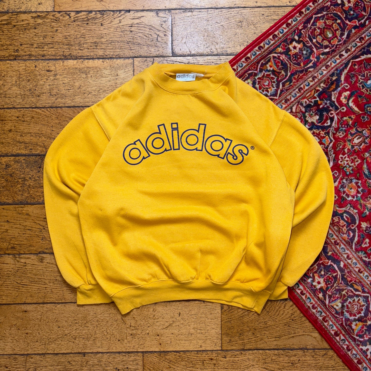 Vintage 90s Adidas Yellow Boxy Sweatshirt - M