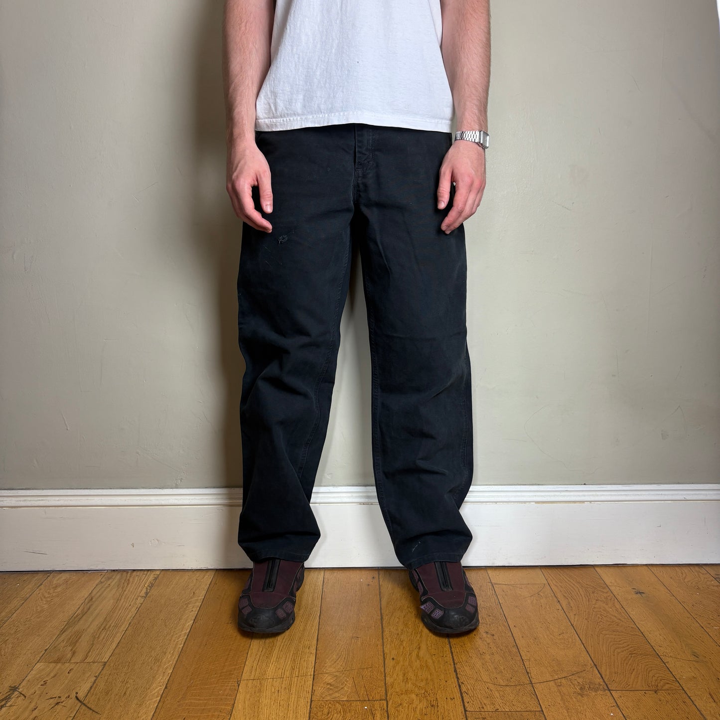 Vintage Carhartt Black Workwear Carpenter Baggy Trousers - 34R