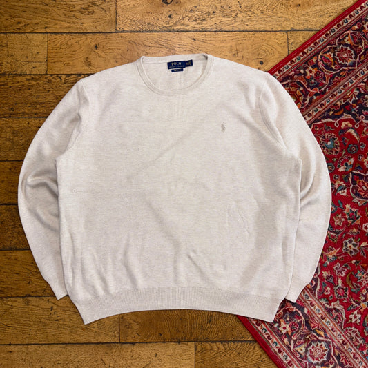 Vintage Ralph Lauren Cream Knit Jumper - 2XL
