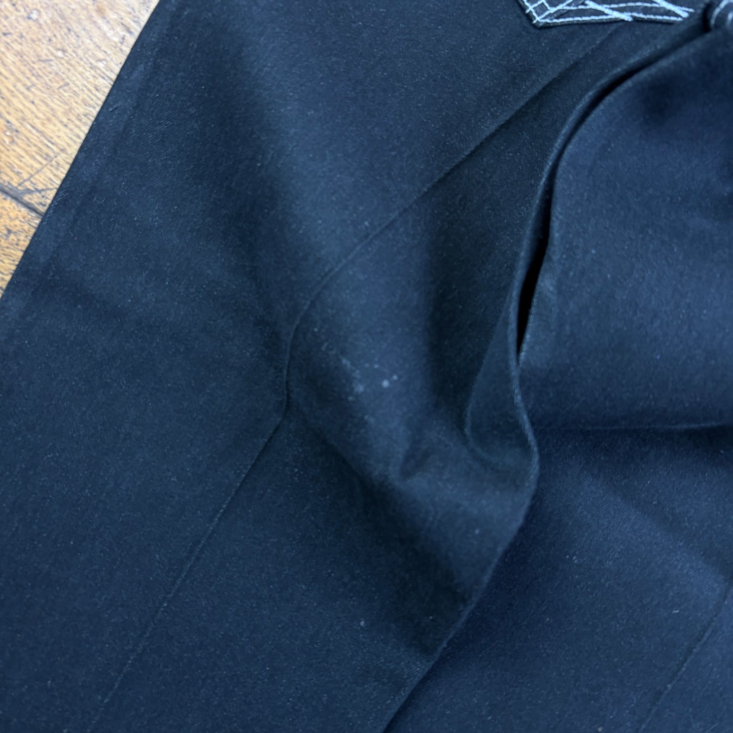 Vintage Black Embroidered Y2K Hip Hop Baggy Jeans - 34