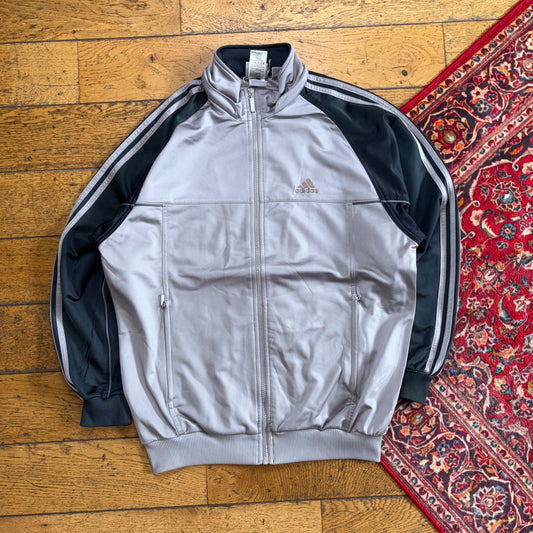 Vintage Adidas Grey Silver Tracksuit Track Shell Windbreaker Jacket - M