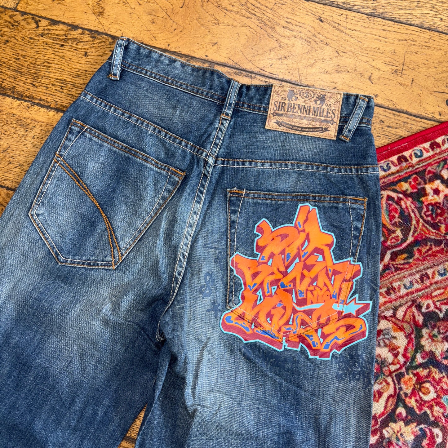 Vintage Sir Benni Miles Blue Y2K Hip Hop Baggy Jeans Shorts Jorts - 30