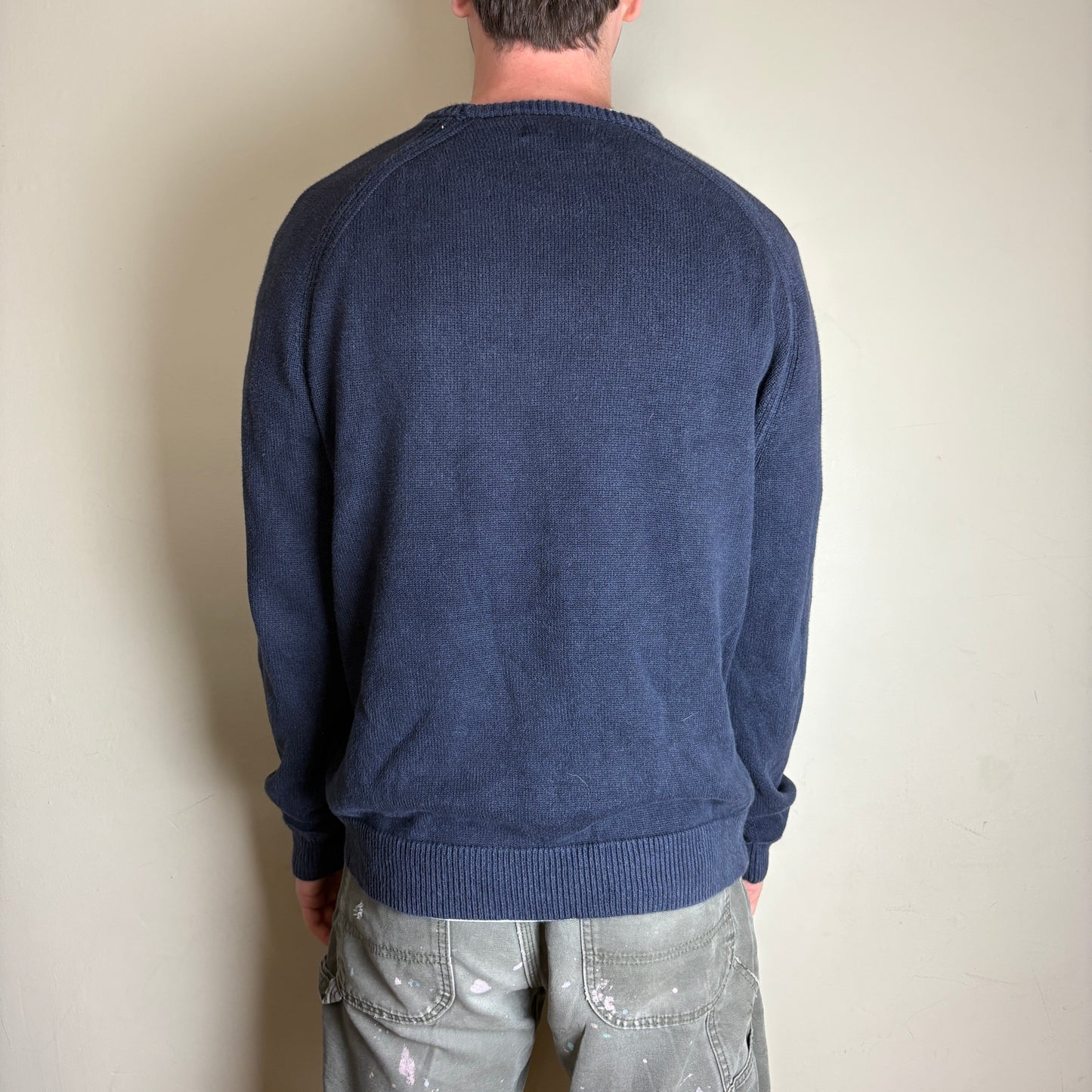 Vintage Ralph Lauren Navy Crewneck Chunky Knit Jumper - L