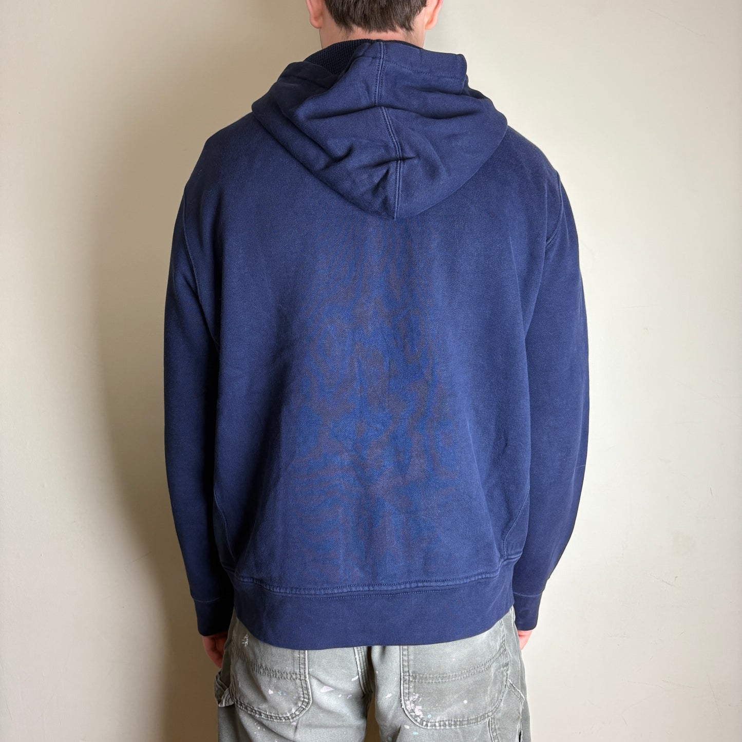 Vintage Ralph Lauren Navy Blue Zip Hoodie Embroidered Sweatshirt - XL
