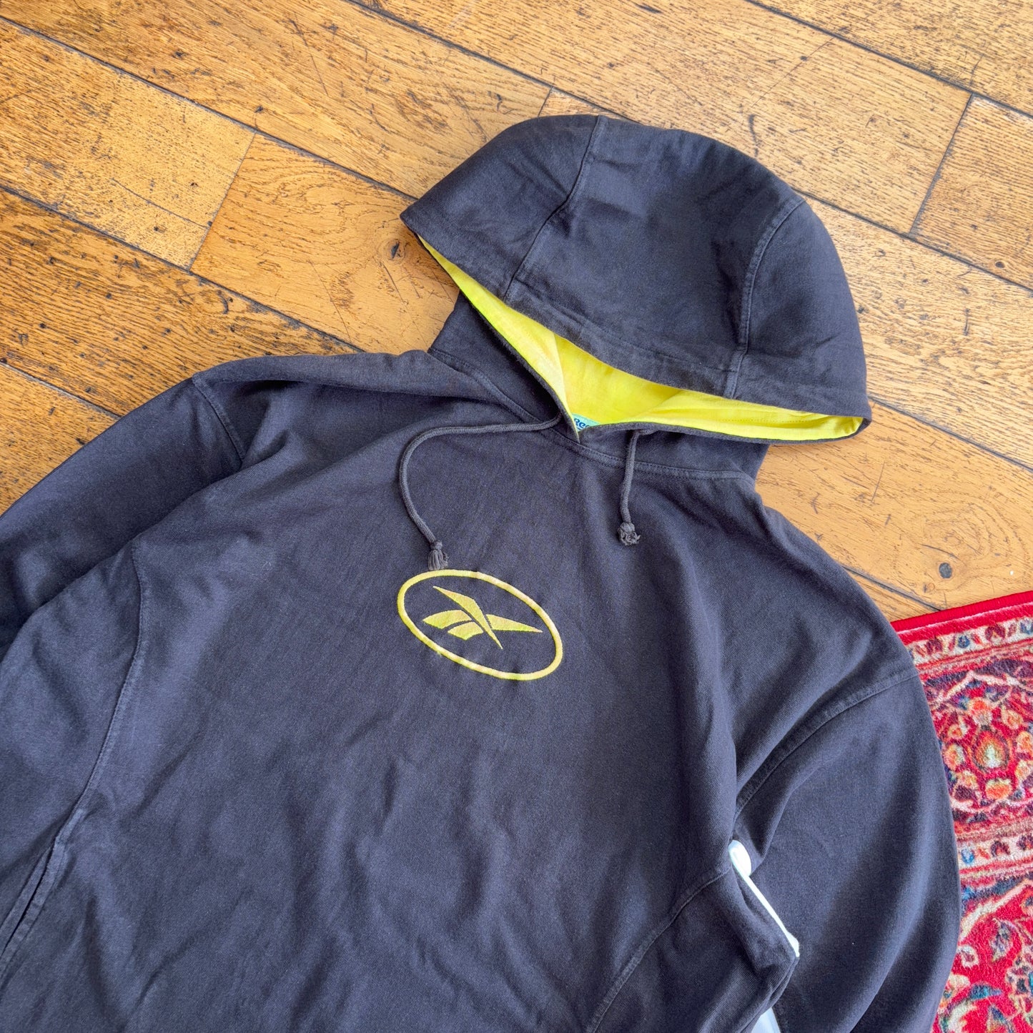 Vintage Reebok Brown Embroidered Hoodie Sweatshirt - XL