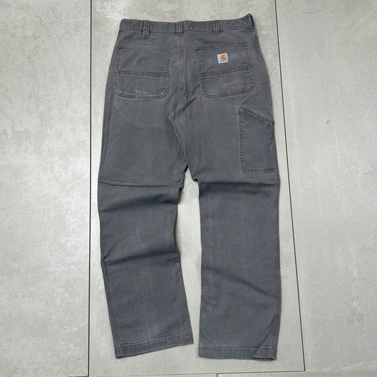 Vintage Carhartt Grey Workwear Carpenter Baggy Trousers - 34