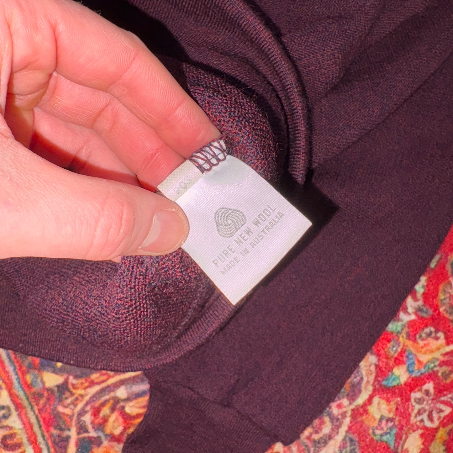 Vintage Chemise Lacoste Burgundy Wool Knit Jumper - L