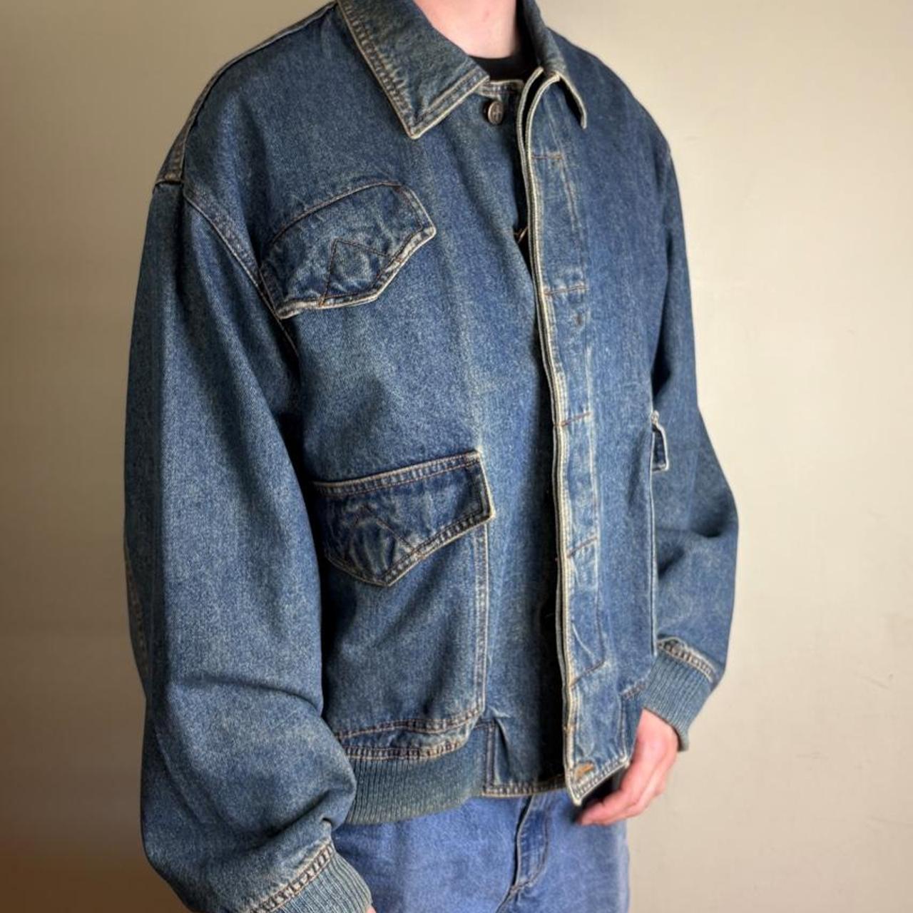 Vintage Trussardi Denim Blue Bomber Utility Jacket - XL