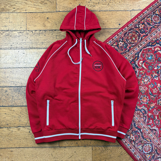Vintage 90s Ducati Motorbike Red Zip Hoodie Sweatshirt - M