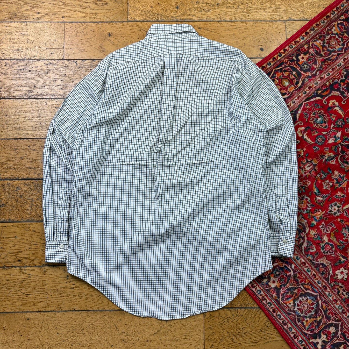 Vintage Ralph Lauren Cream Check Embroidered Shirt - L