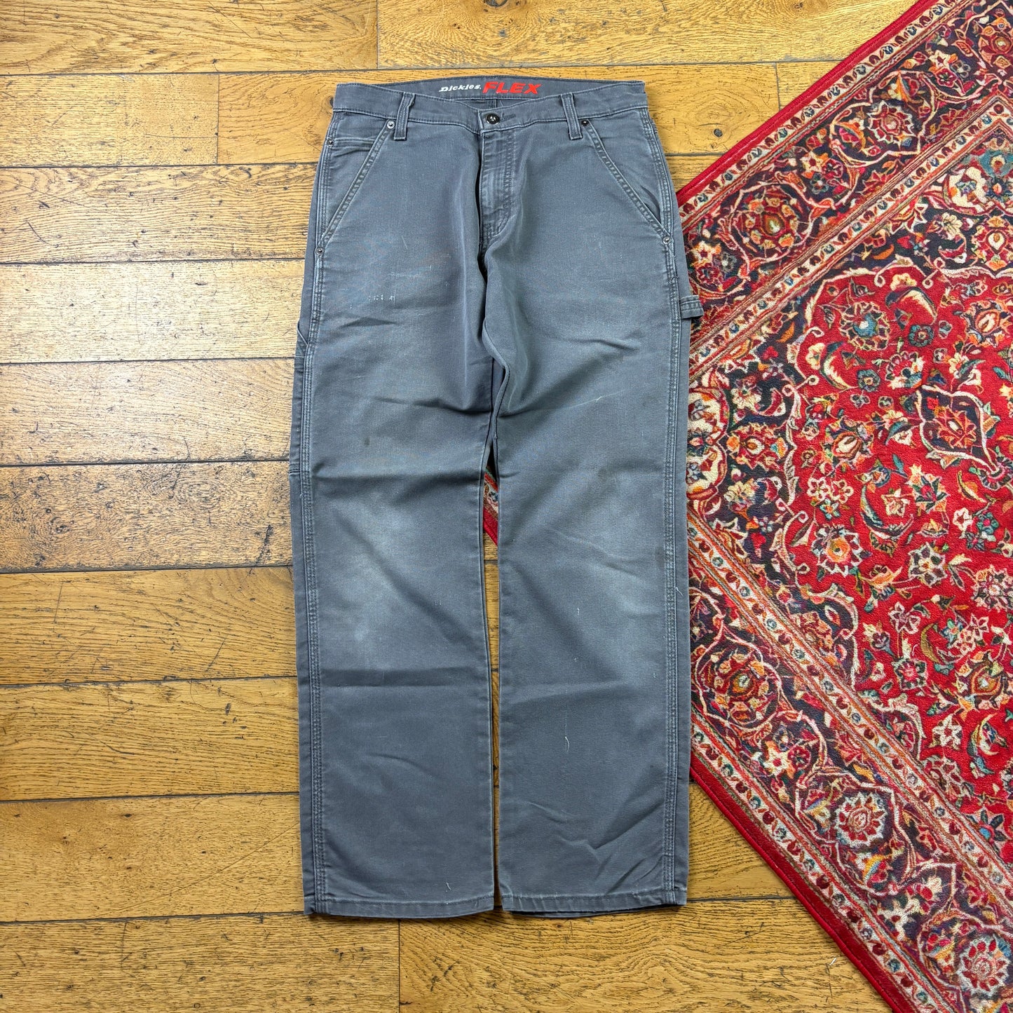 Vintage Dickies Workwear Carpenter Baggy Grey Trousers - 30