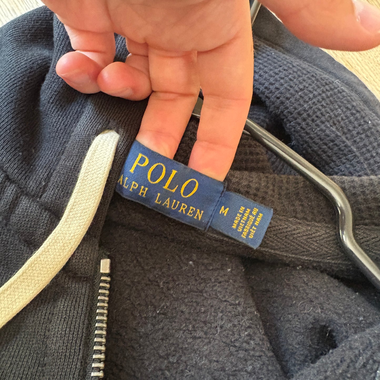 Vintage Ralph Lauren Black Zip Hoodie Embroidered Sweatshirt - M