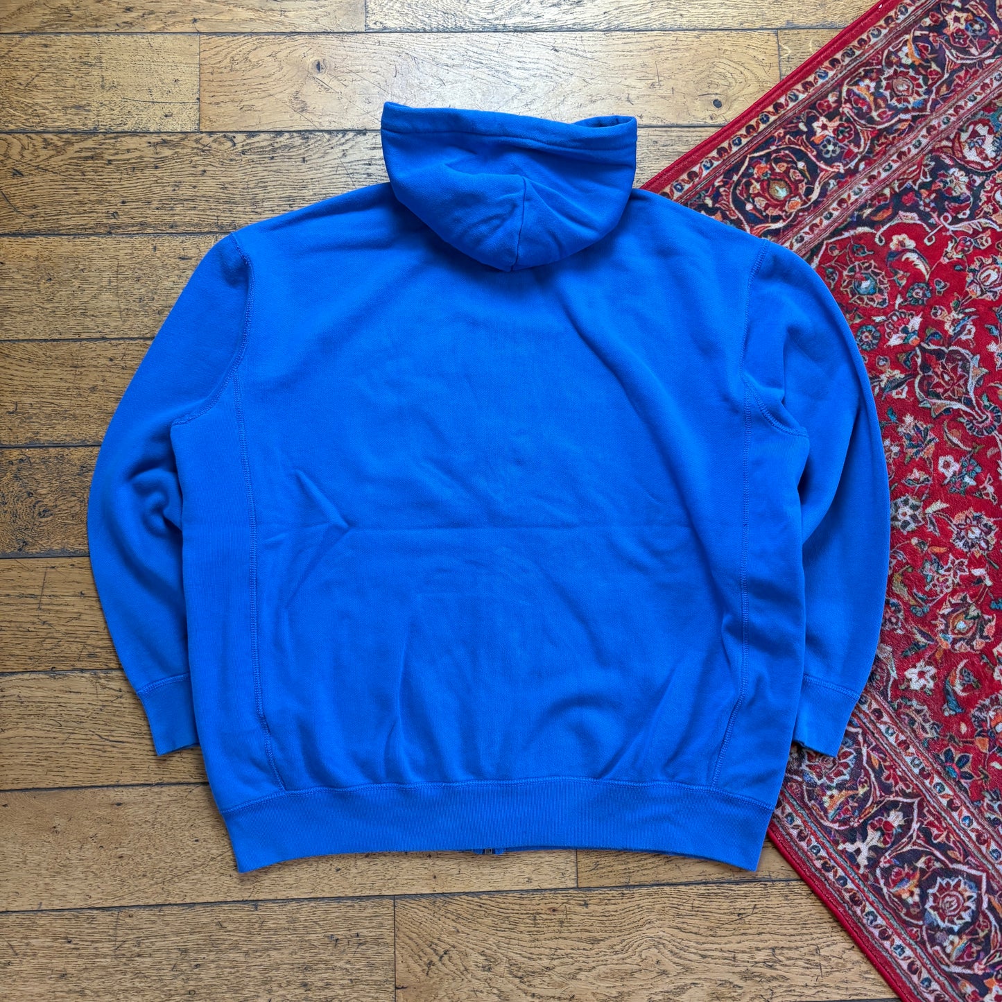Vintage Ralph Lauren Blue Zip Hoodie Embroidered Sweatshirt - 2XL