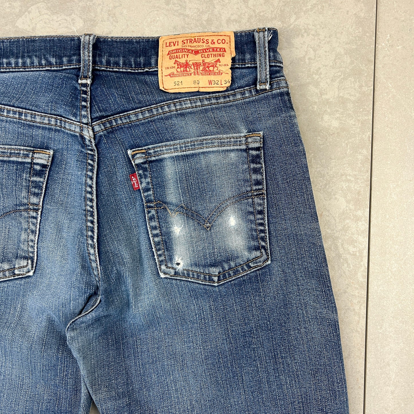 Vintage Levis 521 Straight Blue Denim Jeans - 30