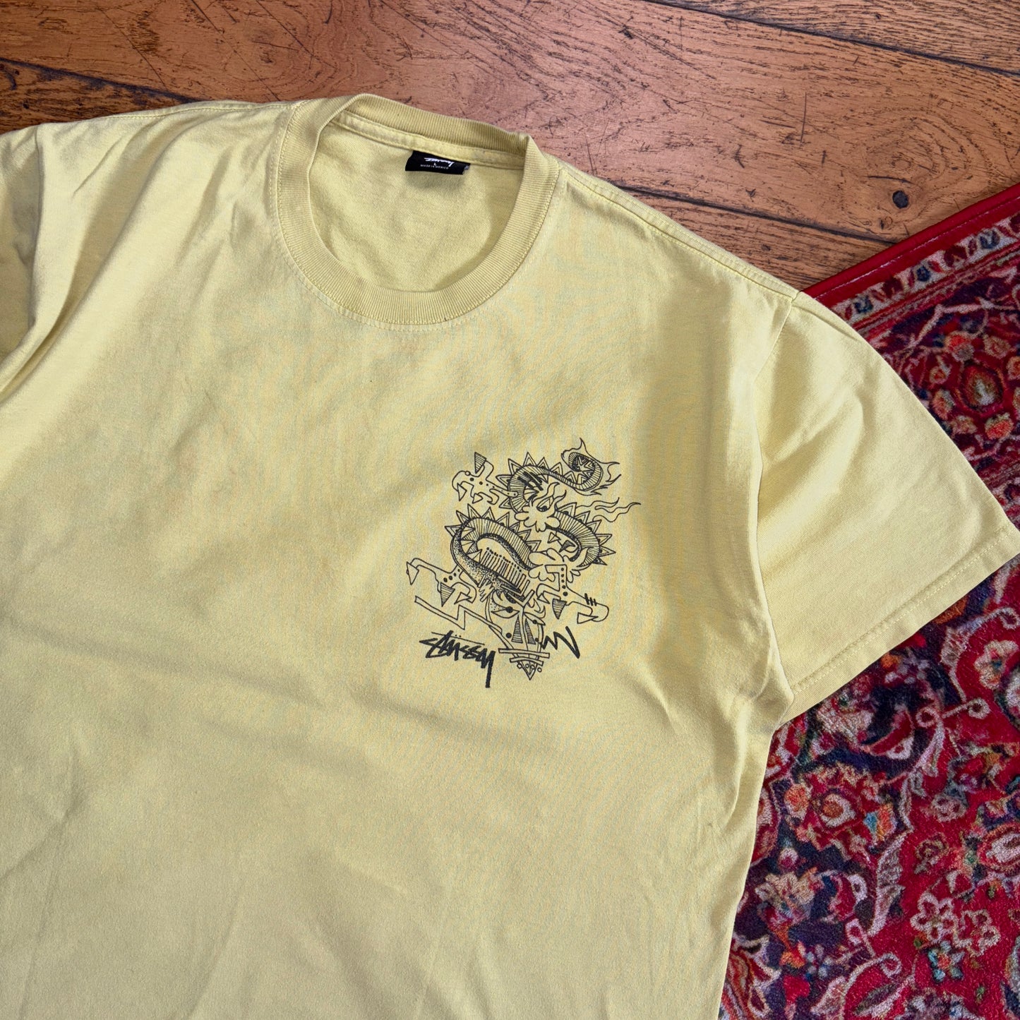 Vintage Stussy Yellow Surfwear Graphic T-Shirt - L