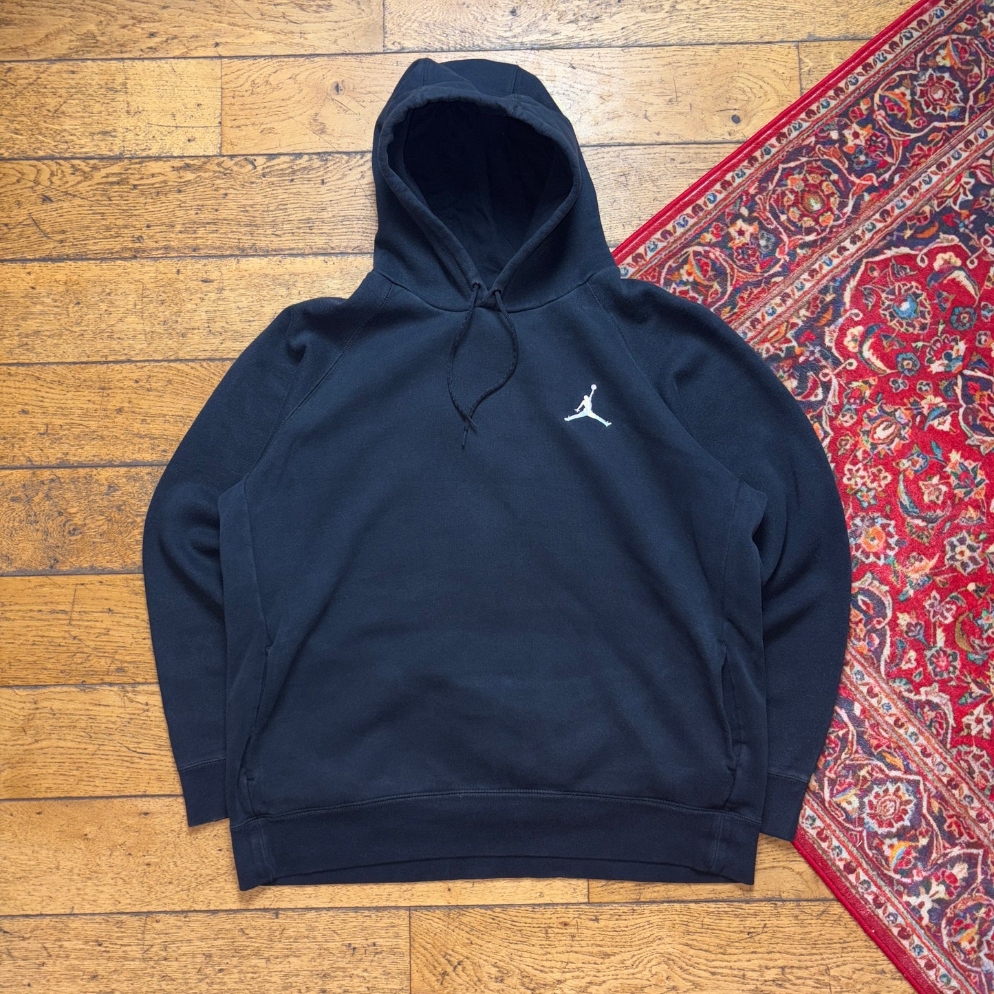 Vintage Nike Air Jordan Black Hoodie Embroidered Sweatshirt - 2XL