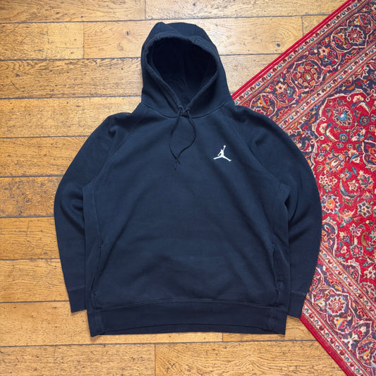 Vintage Nike Air Jordan Black Hoodie Embroidered Sweatshirt - 2XL