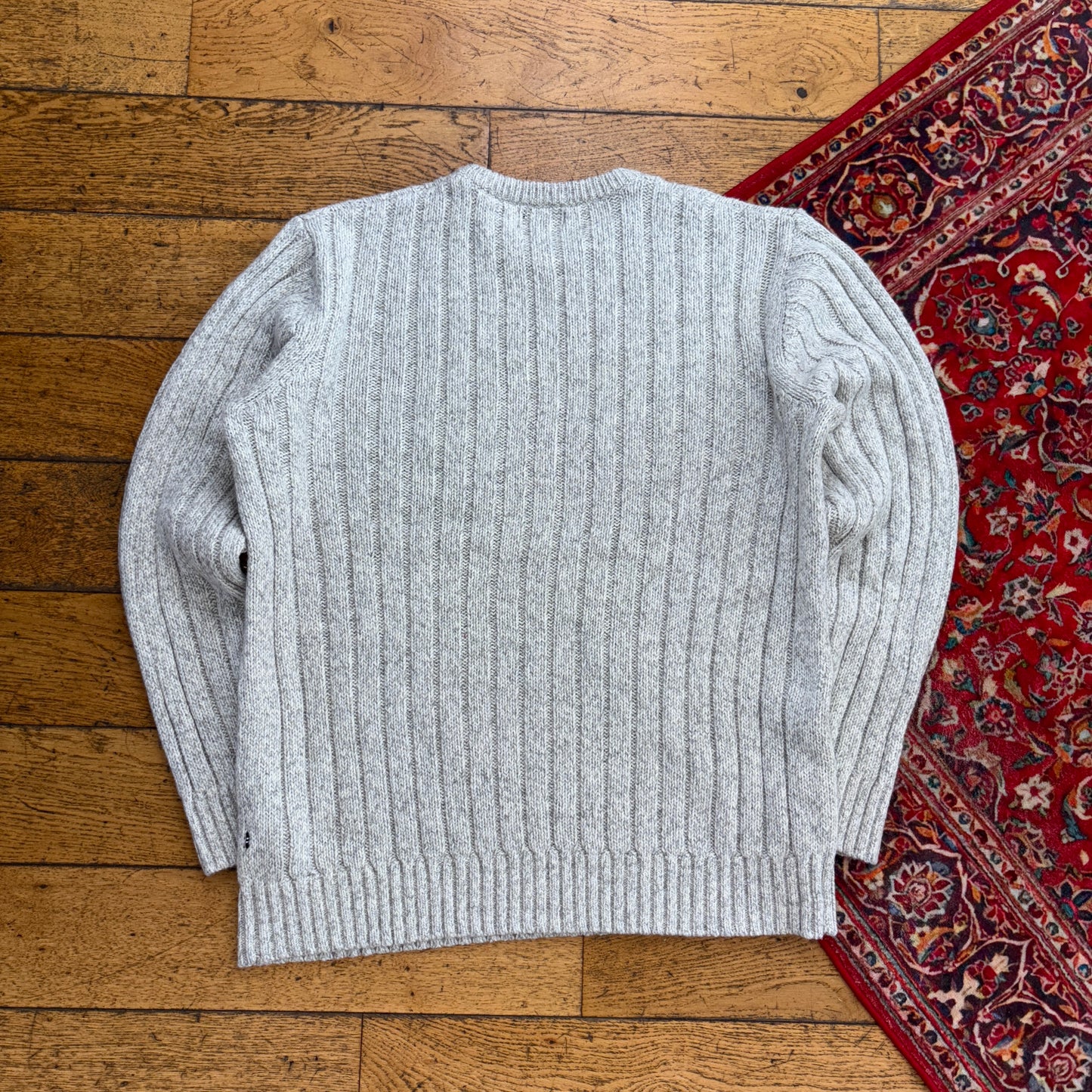 Vintage Nautica Grey Cable Embroidered Knit Jumper - 2XL