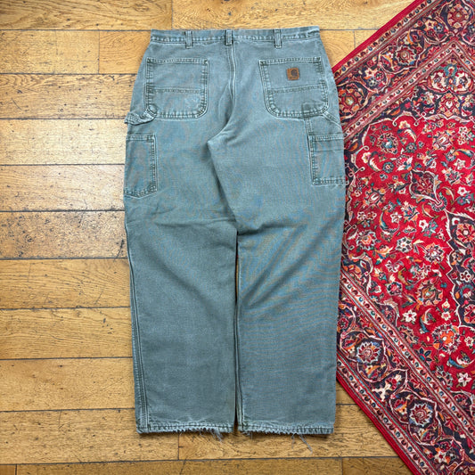 Vintage Carhartt Green Workwear Carpenter Baggy Trousers - 36