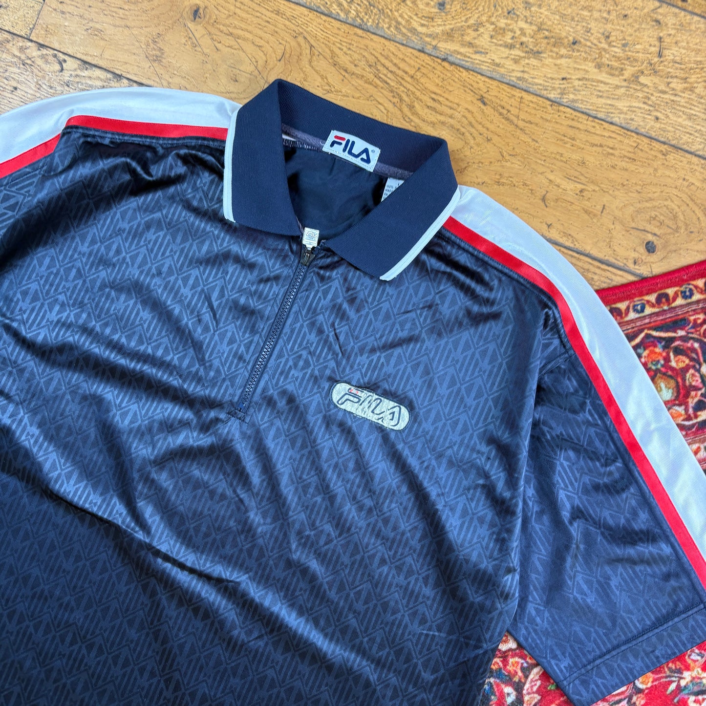 Vintage Fila Embroidered Navy Polo T Shirt - XL