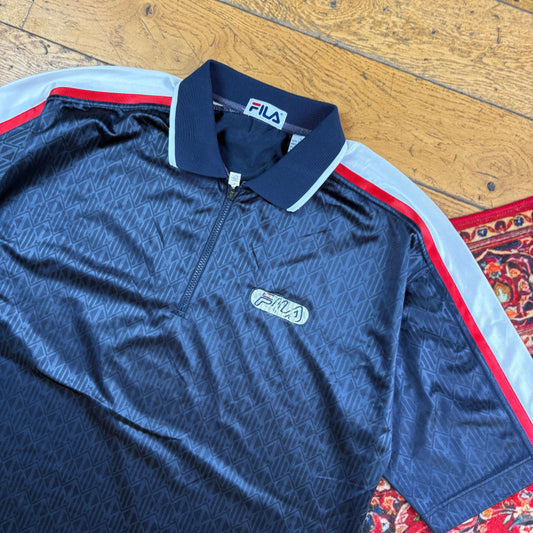Vintage Fila Embroidered Navy Polo T Shirt - XL