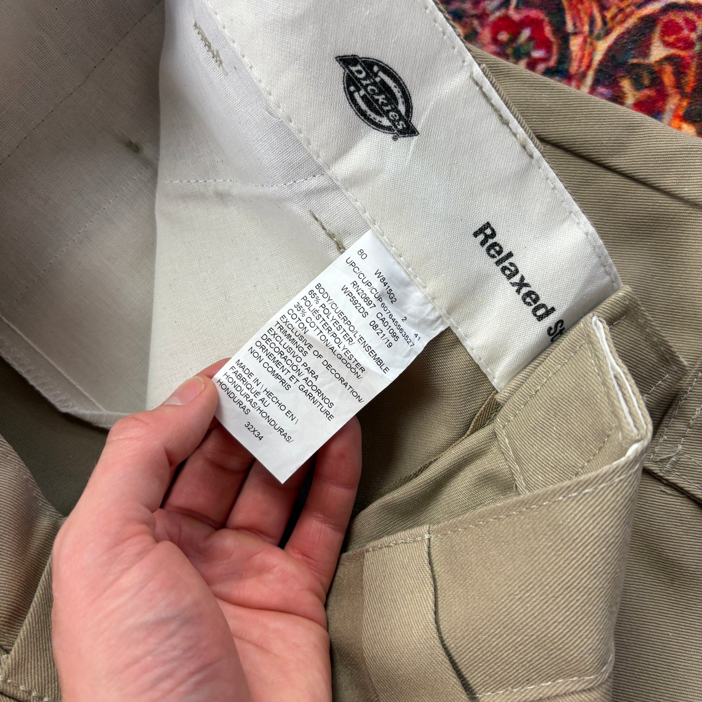 Vintage Dickies 874 Cream Cargo Baggy Skate Trousers - 32