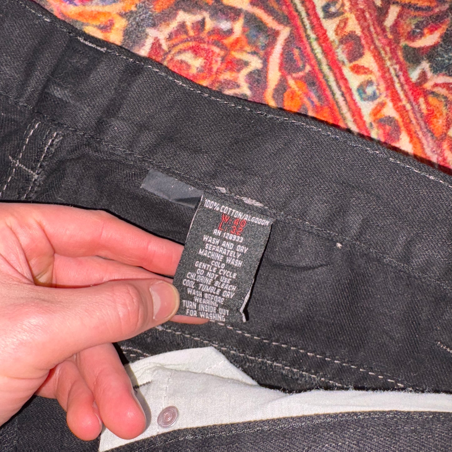 Vintage Black Rock Revival Style Bootcut Embroidered Y2K Baggy Jeans - 40S