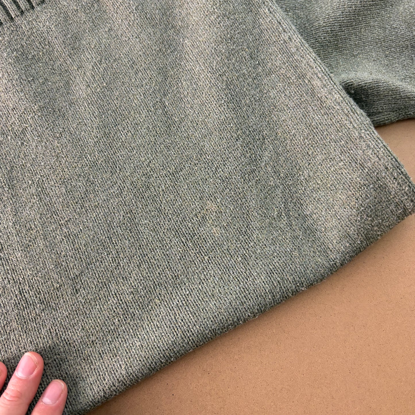 Vintage Ralph Lauren Green Quarter Zip Chunky Knit Jumper - L