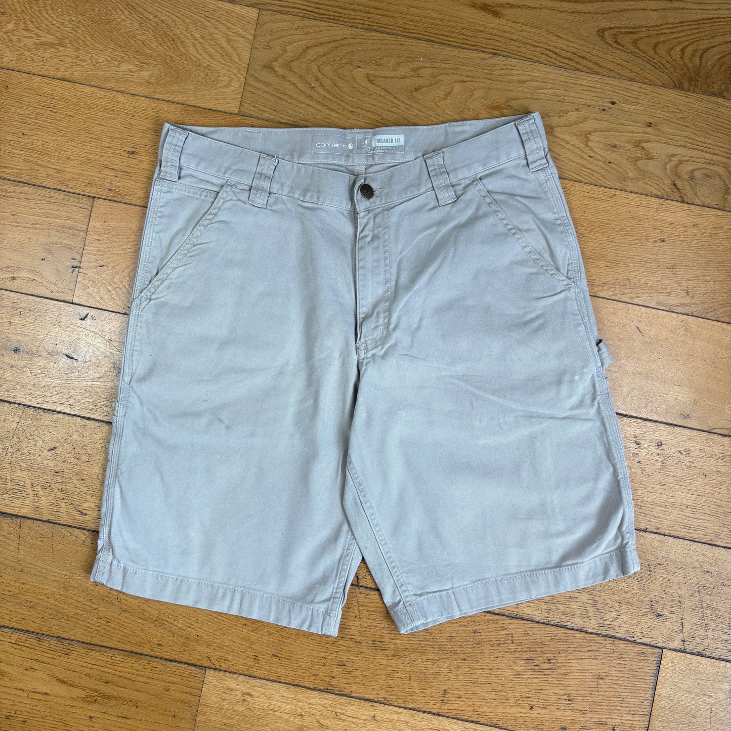 Vintage Carhartt Cream Workwear Baggy Carpenter Shorts - 34