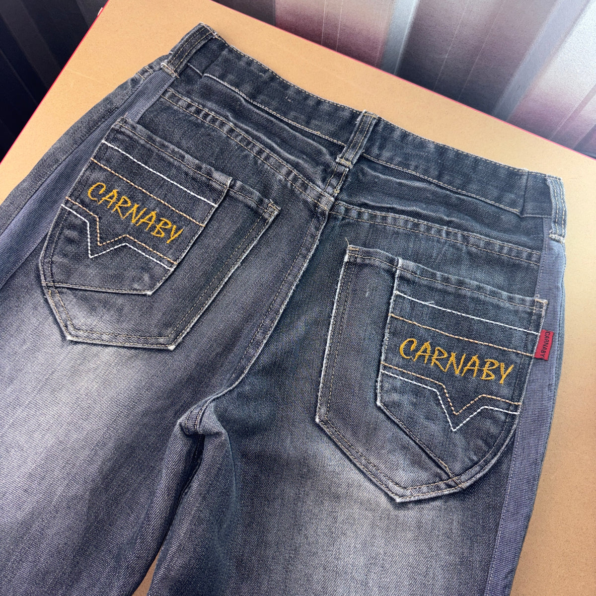 Embroidered Blue Capri Japanese Denim Hip Hop Y2K Jeans - 28