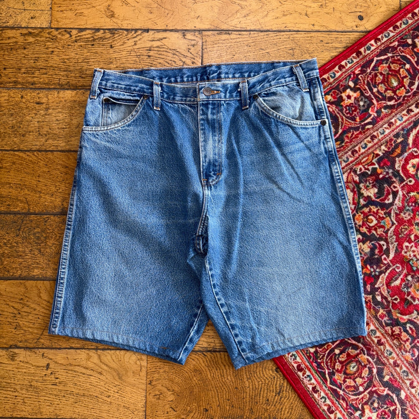 Vintage Dickies Workwear Carpenter Blue Baggy Shorts - 36