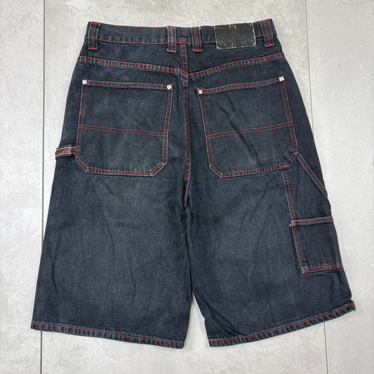 Vintage D Tek Embroidered Black Hip Hop Baggy Shorts Jorts - 34