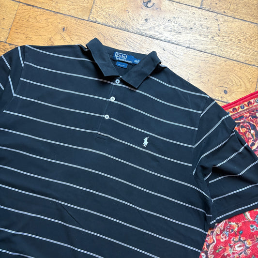 Vintage Ralph Lauren Black Stripe Polo T Shirt - XL
