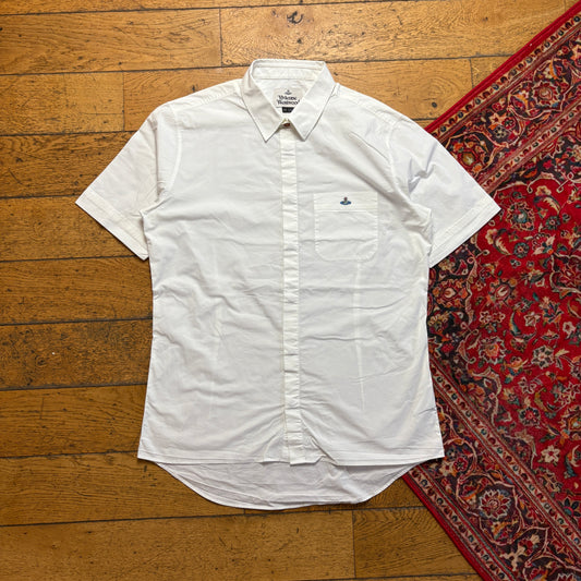 Vintage Vivienne Westwood White Embroidered Short Sleeve Shirt - M