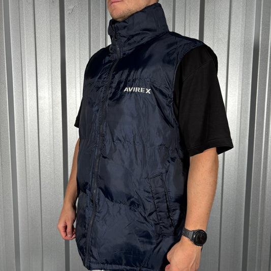 Avirex Navy Embroidered Gilet Puffer Jacket - L