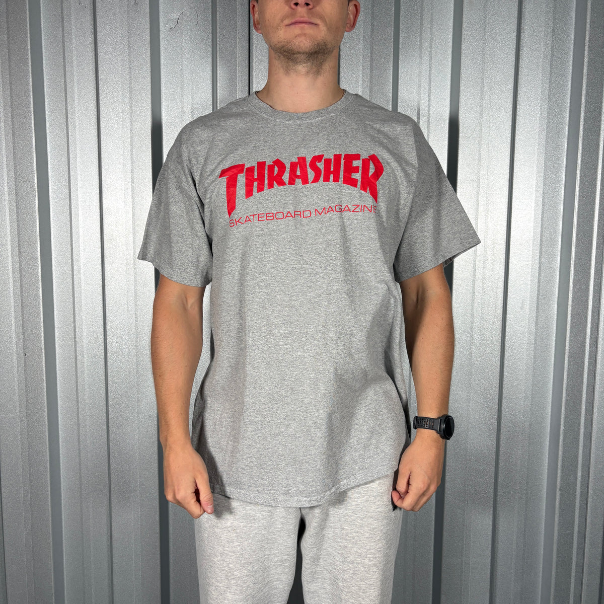 Thrasher Grey Skate Graphic T-Shirt - L