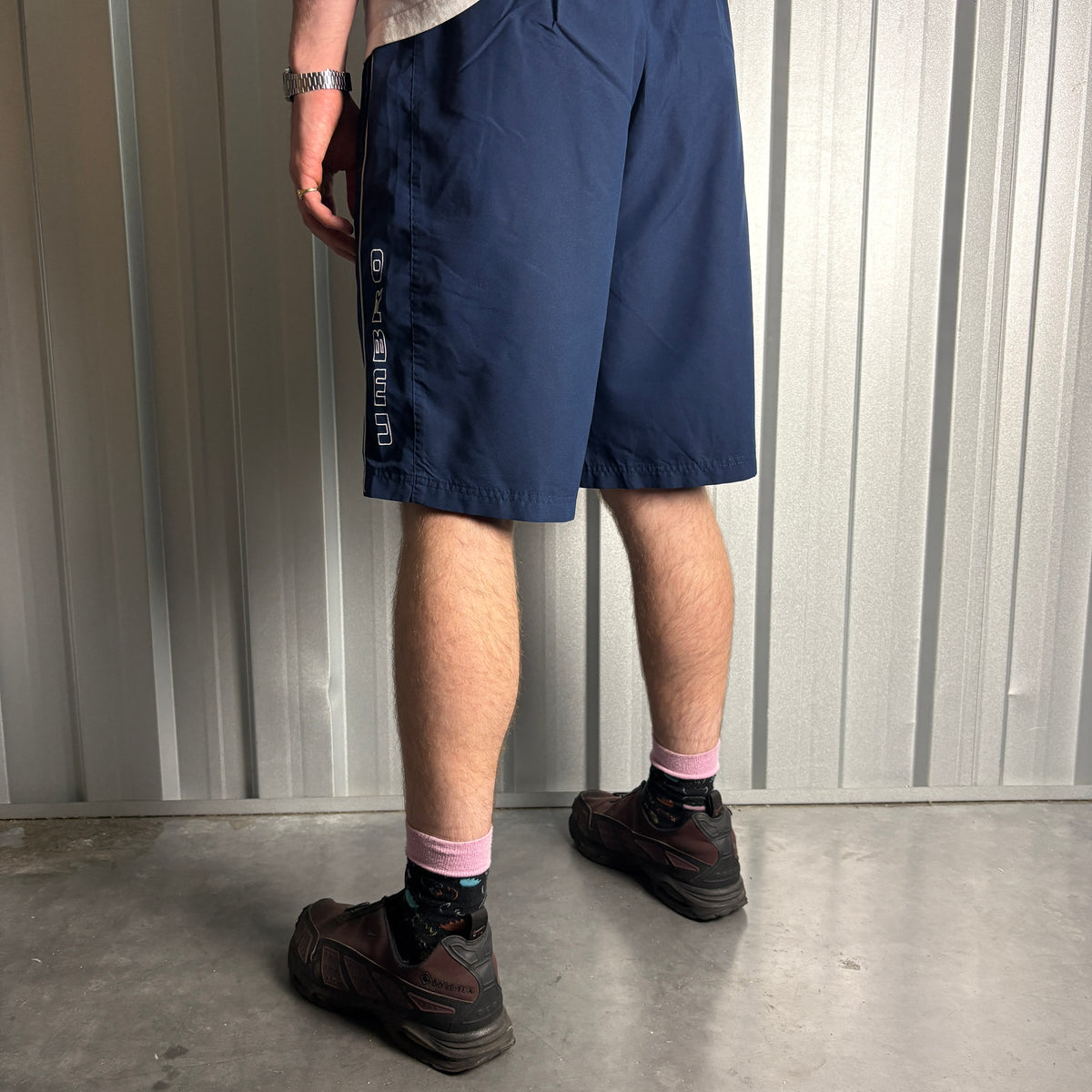 Vintage Umbro Navy Y2K 00s Embroidered Baggy Shorts - 30