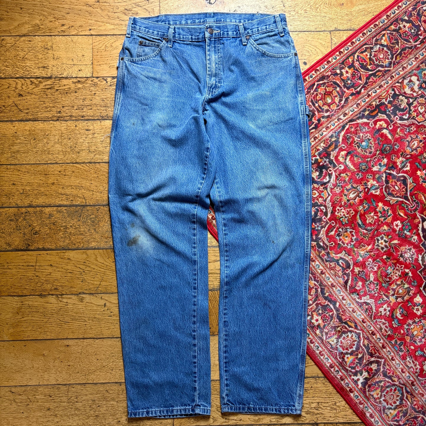 Vintage Dickies Workwear Carpenter Baggy Blue Jeans - 38L