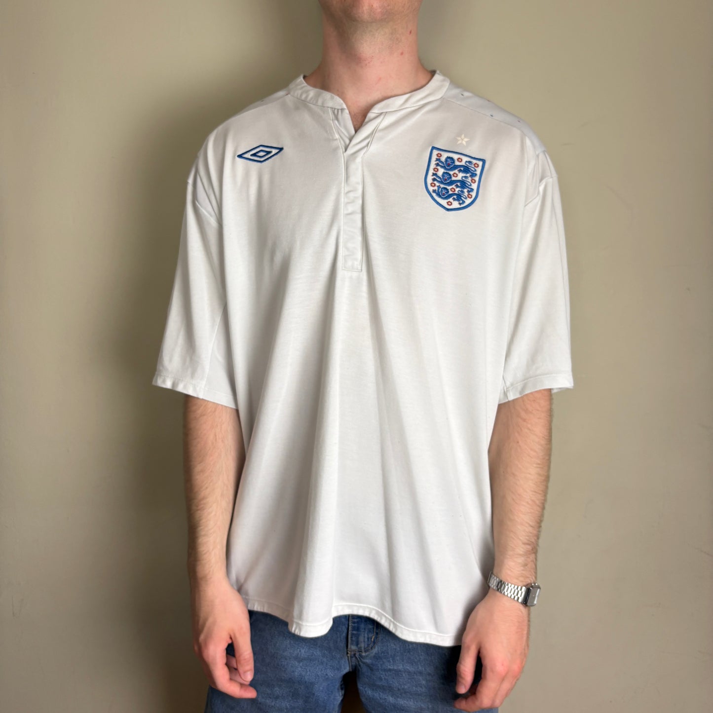 Vintage Umbro England White Football World Cup Shirt - 2XL