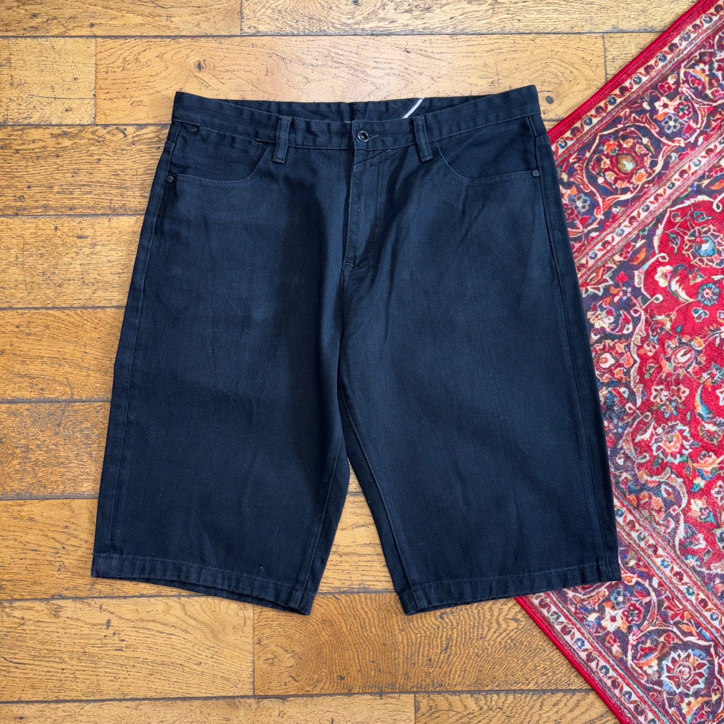 Vintage Sean John Black Embroidered Hip Hop Baggy Shorts Jorts - 38
