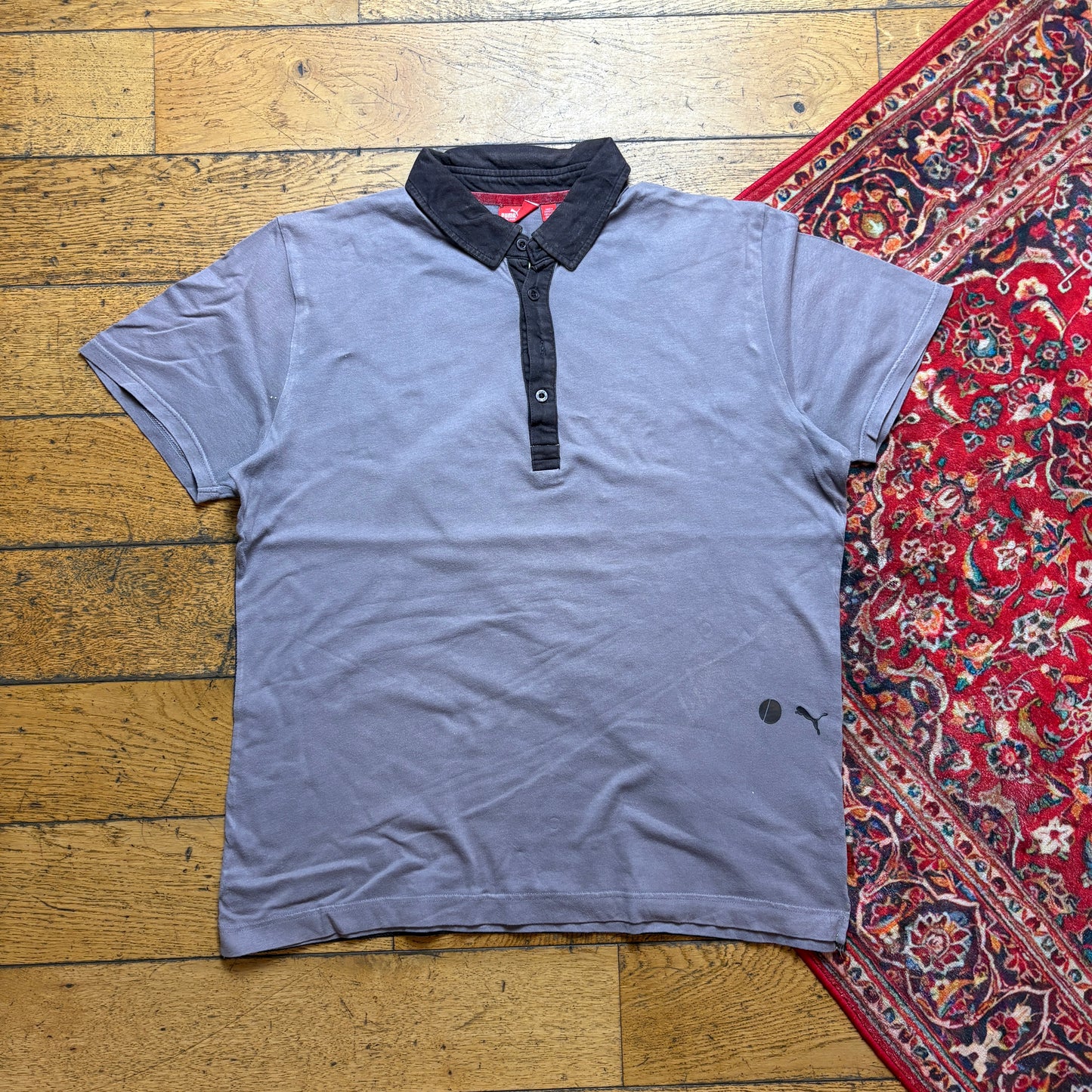 Vintage Puma Purple Graphic Polo T-Shirt - L