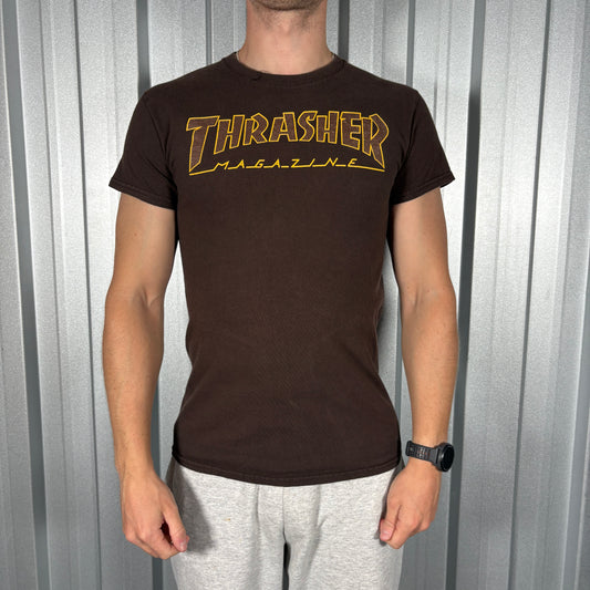 Thrasher Brown Skate Graphic T Shirt - XS